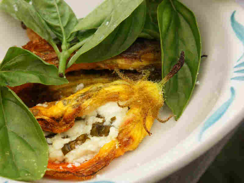 Zucchini Blossoms Stuffed With Goat Cheese And Basil