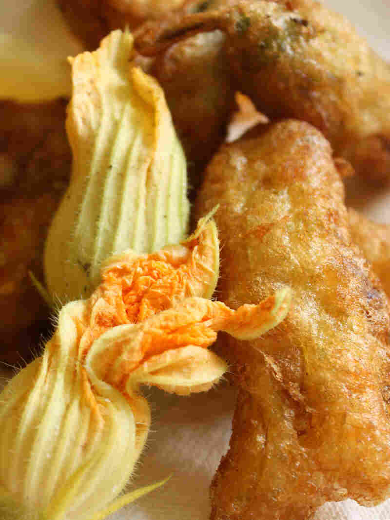 Crispy Zucchini Flowers Stuffed With Ricotta And Mint