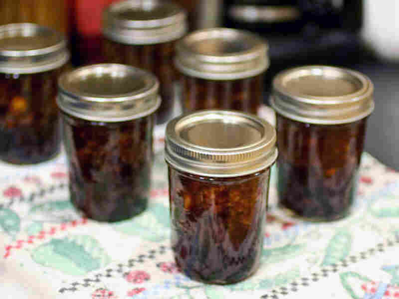 Jars of jam ready for the freezer