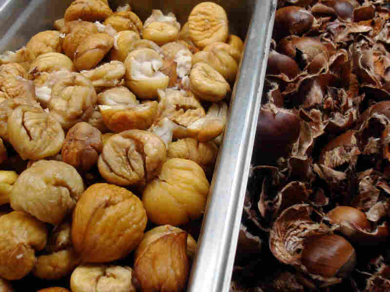 Roasted and peeled chestnuts