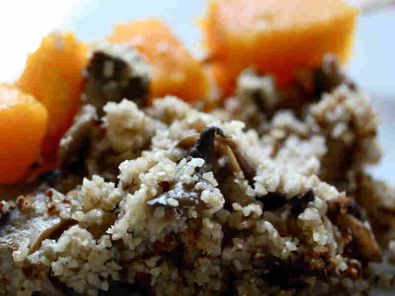 Bulgur-Mushroom Pilaf With Grilled Butternut Squash Kebab