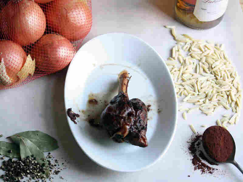 Fall-Apart Lamb Shanks with Almond-Chocolate Picada