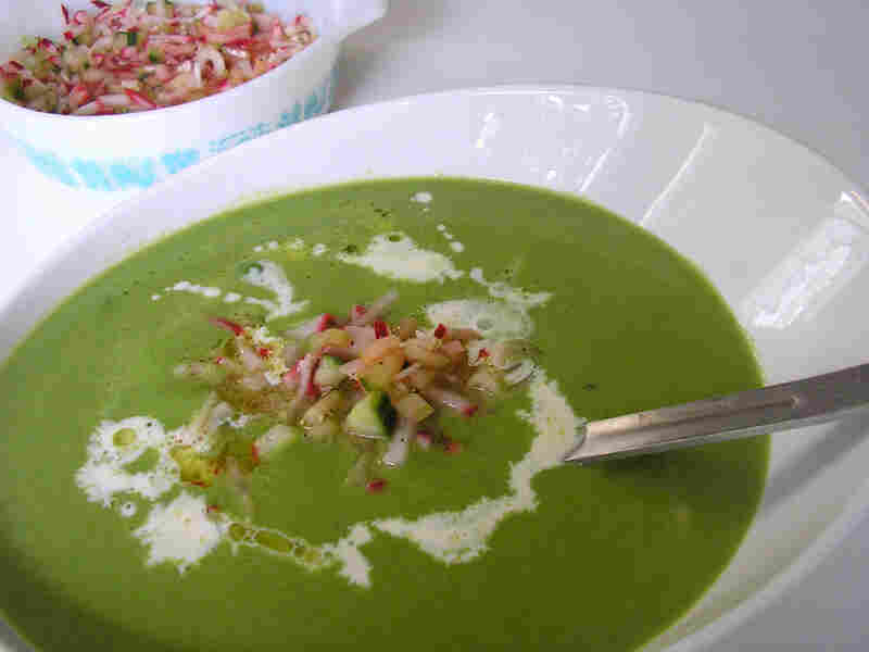 Sweet Pea Soup With Pickled Radish