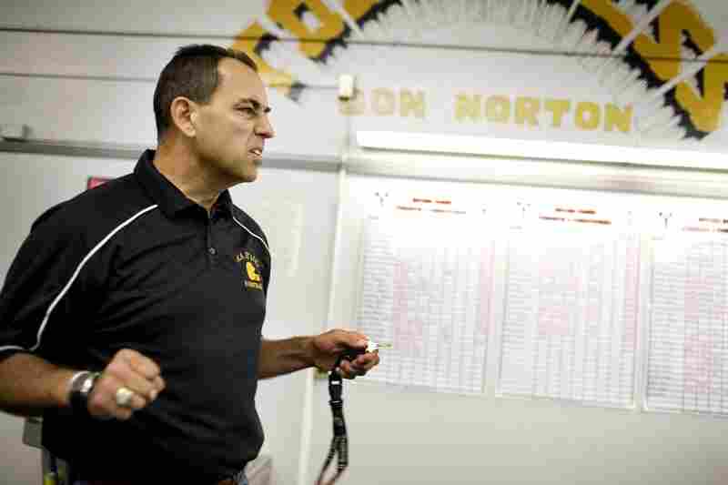 Despite short-term-memory loss, Visger retains a good long-term memory.  In the weight room at his former high school, he recalls weightlifting competitions he had with teammates.