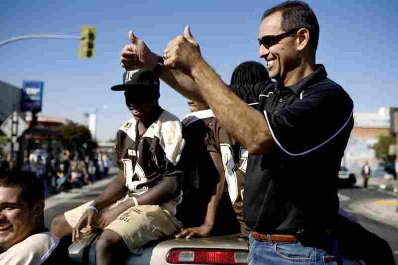 Visger participates in this year's Stagg High School homecoming parade.