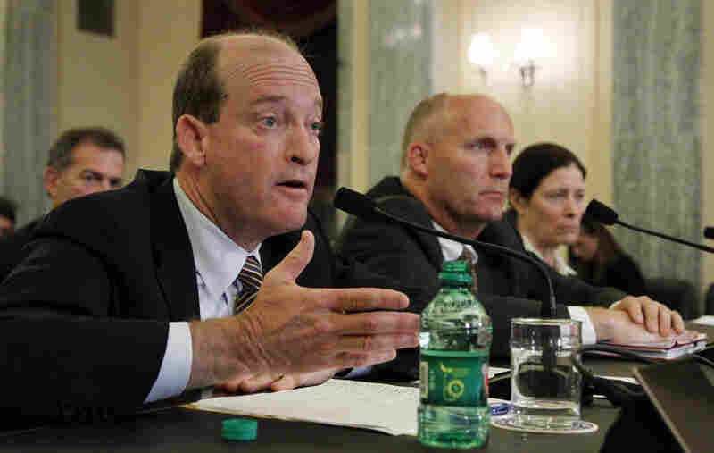 BP Chairman and President Lamar McKay (left), with Transocean President and CEO Steven Newman (center) and Applied Science Associates Principal Deborah French McCay, testifies during a Senate Committee on Commerce, Science, and Transportation hearing May 18 on response efforts to the Gulf Coast oil spill. 