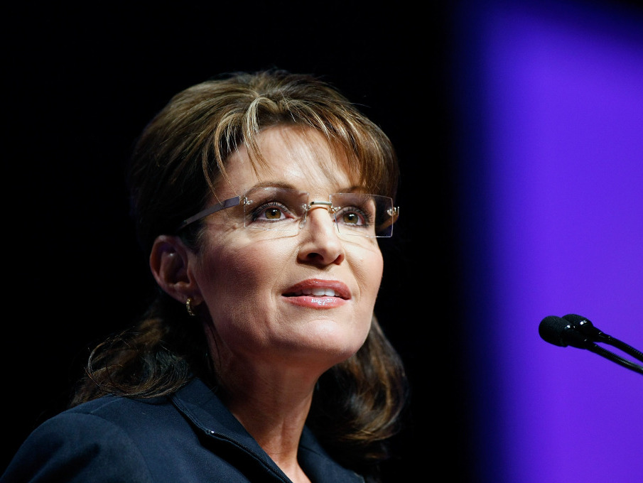 Former Alaska Gov. Sarah Palin, shown speaking at RECon 2010, the International Council of Shopping Centers' annual global retail real estate convention in Las Vegas. (Getty Images North America)