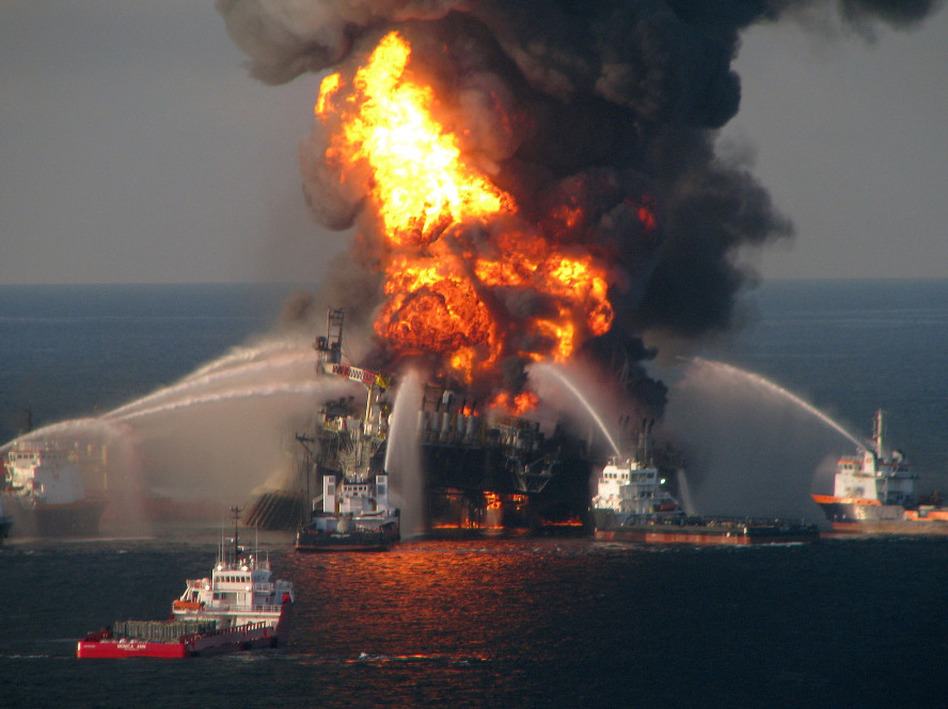 On April 21, Coast Guard fireboats battled the blaze at the Deepwater Horizon oil rig. (Handout/Getty Images)