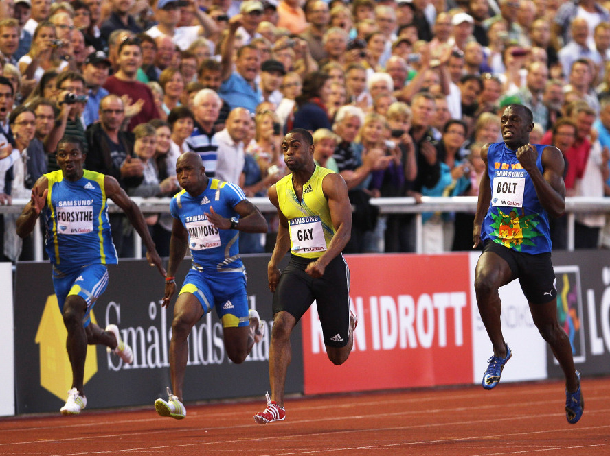 American Tyson Gay beat Jamaica's Usain Bolt during the IAAF Diamond League meeting at the Olympic Stadium. (Getty Images Europe)