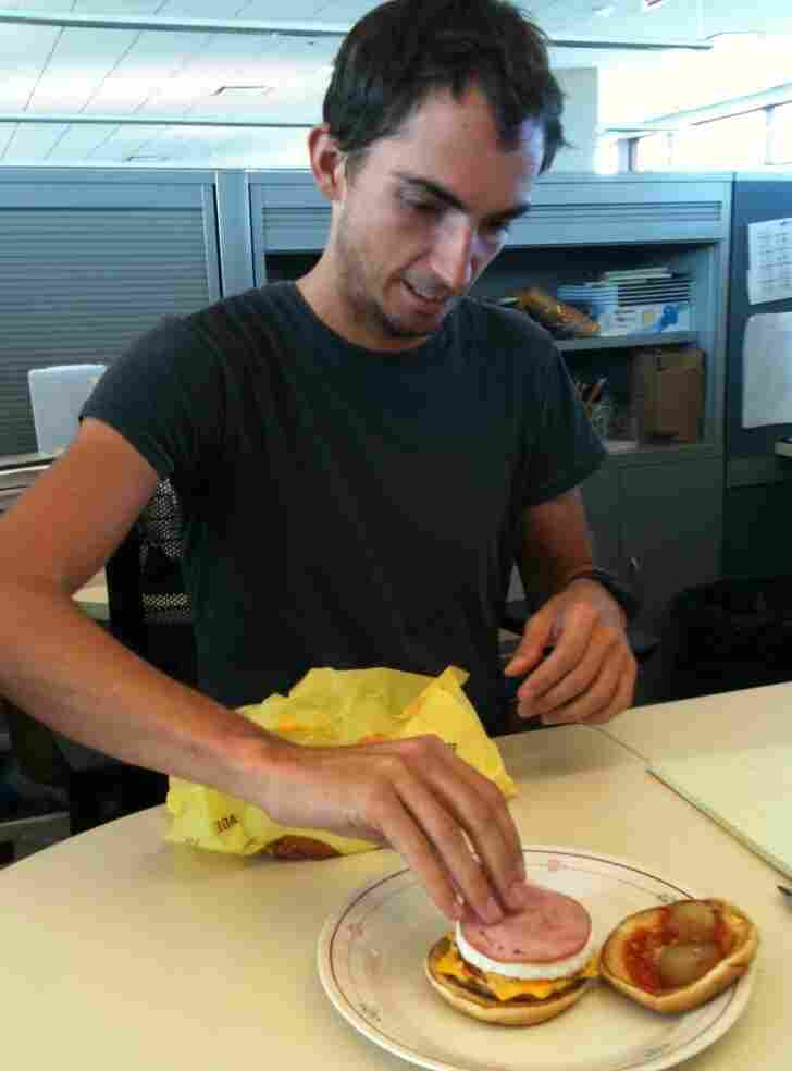 The sandwich under construction.