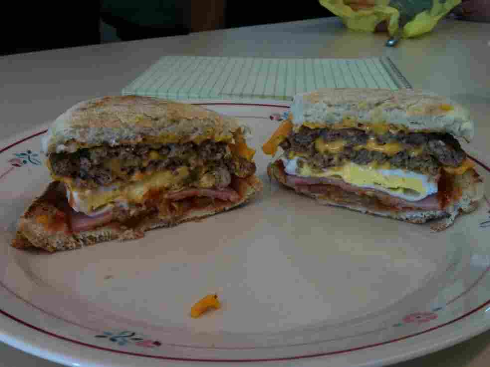 Cross section of the sandwich.