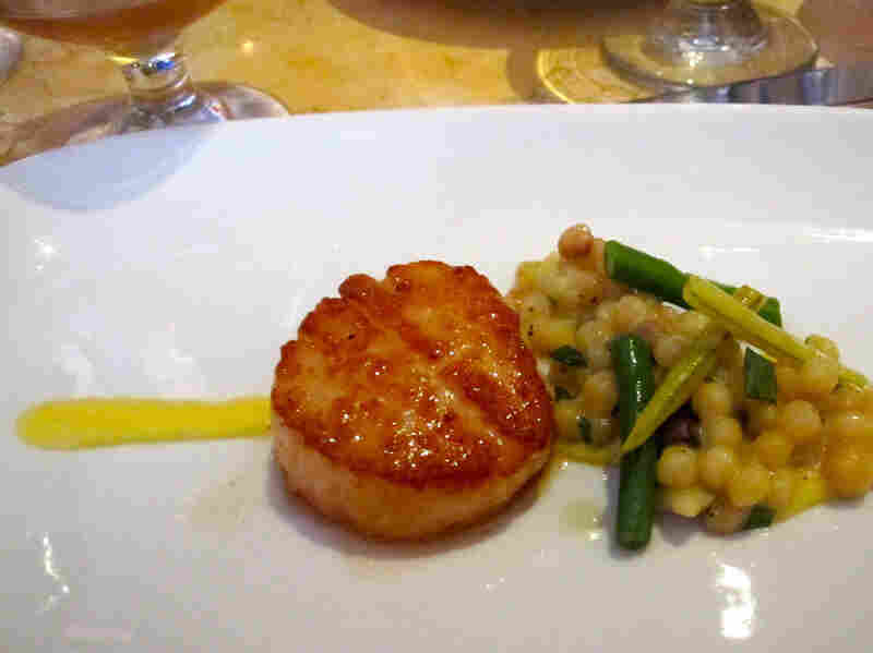 Scallops With Fregola And Corn