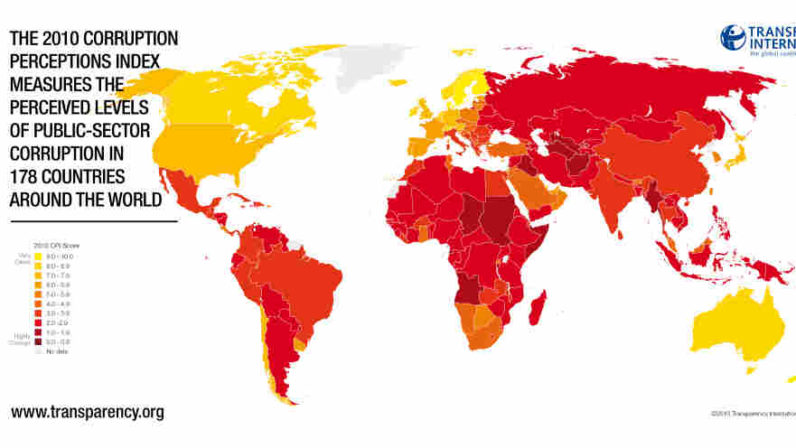 map of most corrupt countries