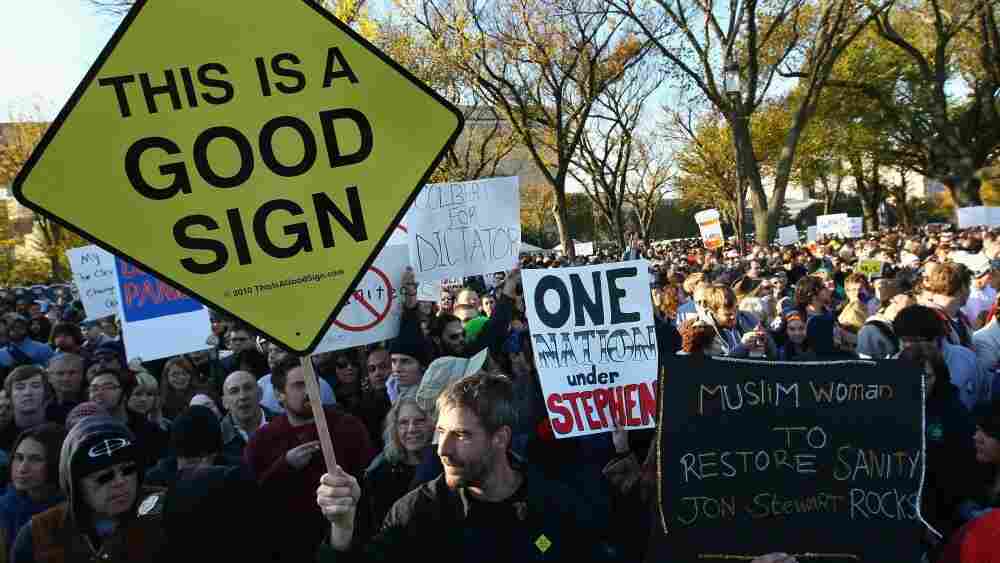 Signs from the Rally to Restore Sanity and/or Fear