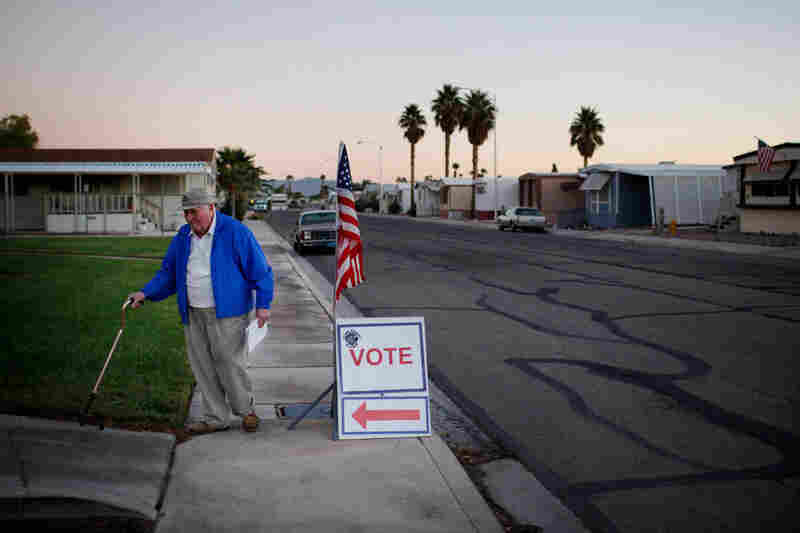 Bob Falkener, 86, arrives at a polling station in Las Vegas on Nov. 2. Republicans won the majority in the House of Representatives and made large gains in the Senate. 