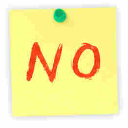 A post-it note that says "NO"