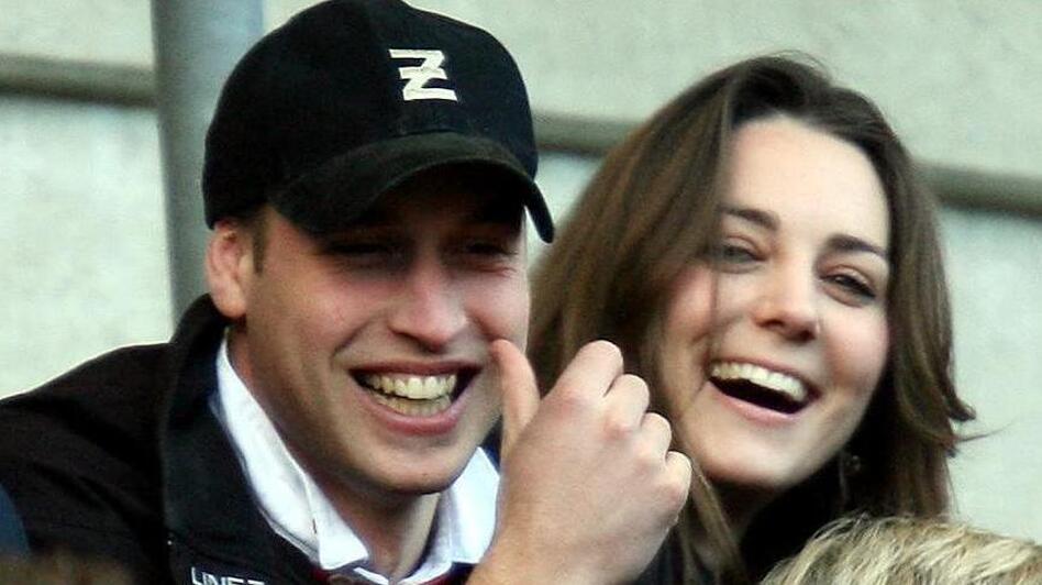 Britain's Prince William and Kate Middleton watch an England versus Italy rugby match at Twickenham stadium in London in 2007. (David Davies/Associated Press)