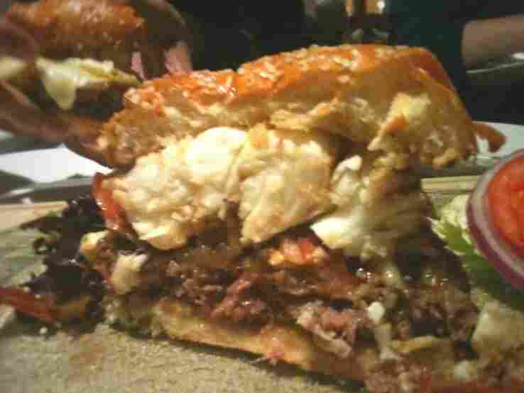 A cross section of the $777 burger.