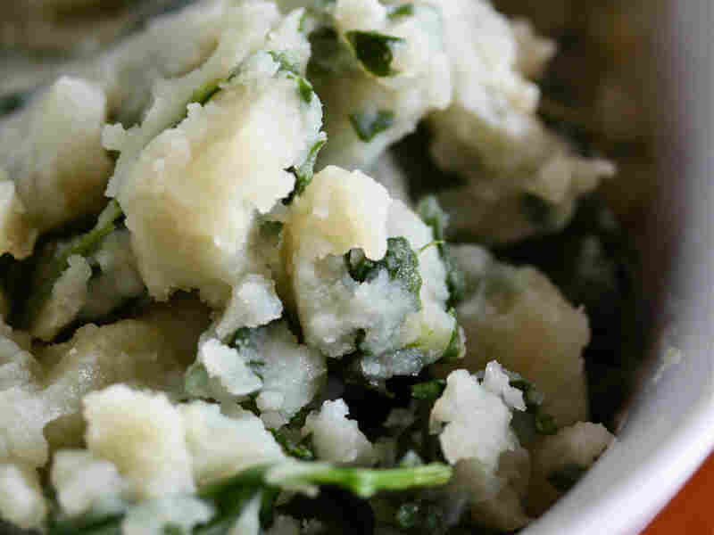 Garlic Mashed Potatoes With Greens And Rosemary
