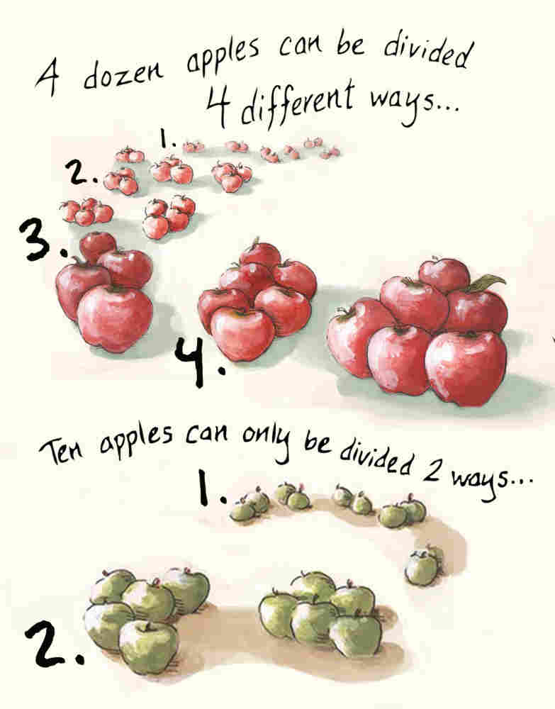 A dozen apples.
