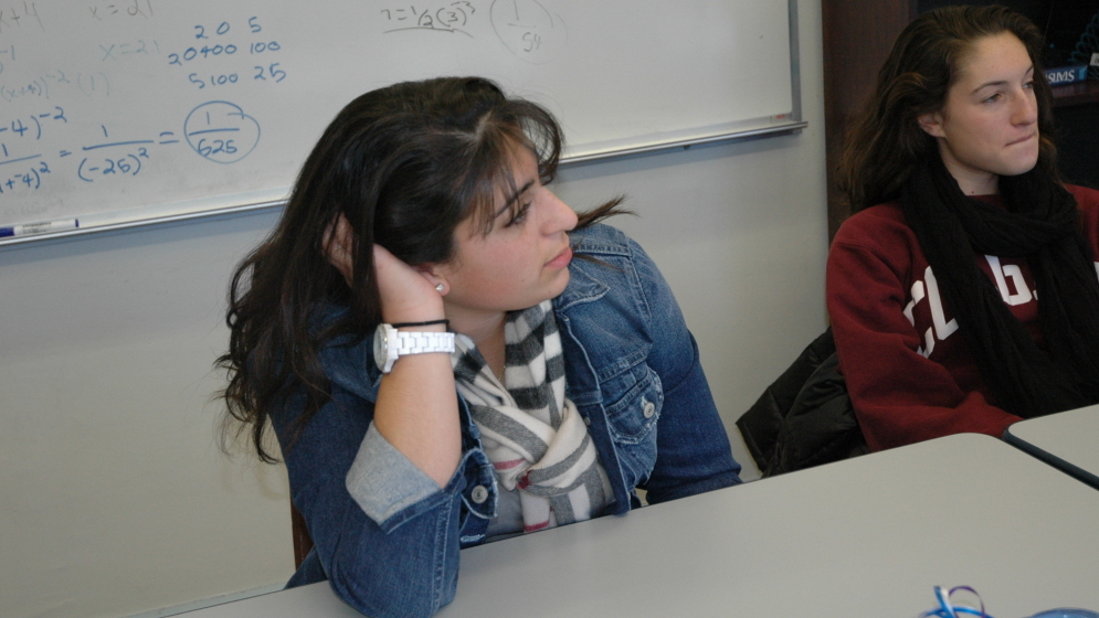 Students Gabby Venuto (left) and Julia Cohen let off some steam during some of the expanded downtime meant to ease the stress on students at the Beaver Country Day School in Chestnut Hill, Mass. The school also eliminated AP classes a few years ago -- a bold move that administrators say hasn't hurt students' college prospects. (NPR)
