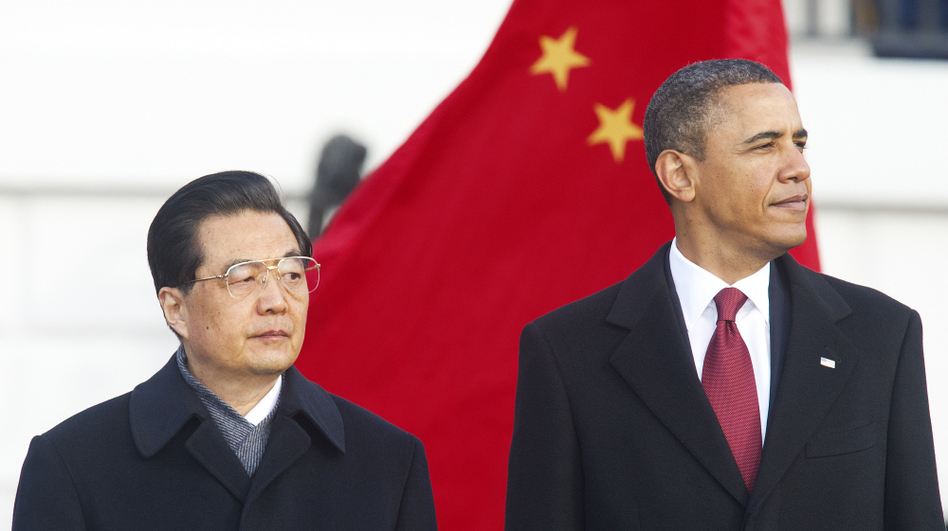 President Obama welcomed his Chinese counterpart, Hu Jintao, during a ceremony Wednesday on the South Lawn of the White House. (Paul J. Richards/AFP/Getty Images)