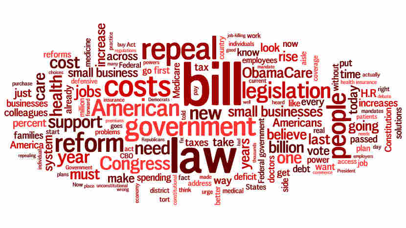 A cloud of words Republicans said in a debate over the repeal of health overhaul.