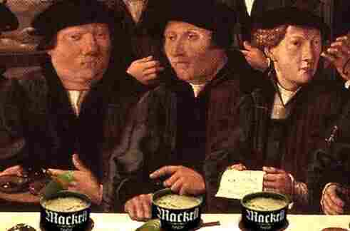 Burghers eating mackrill.