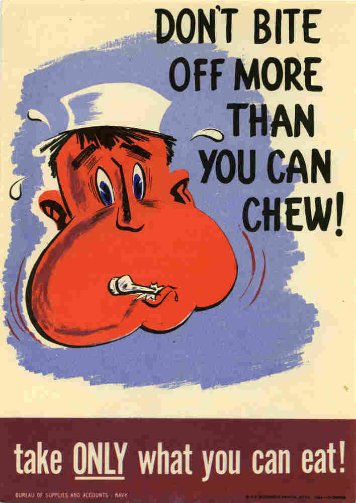 A U.S. Navy poster to discourage food waste.