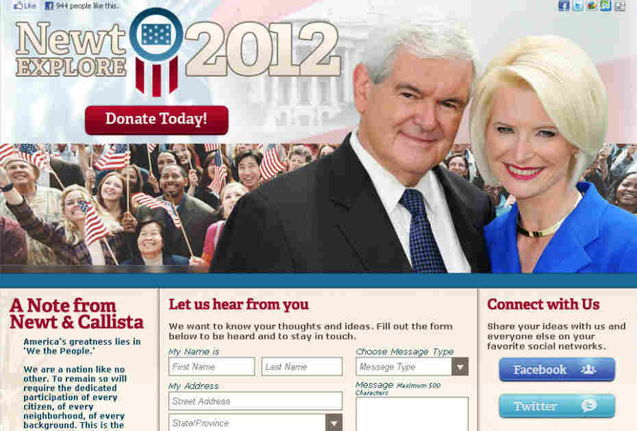 Gingrich web site screenshot.
