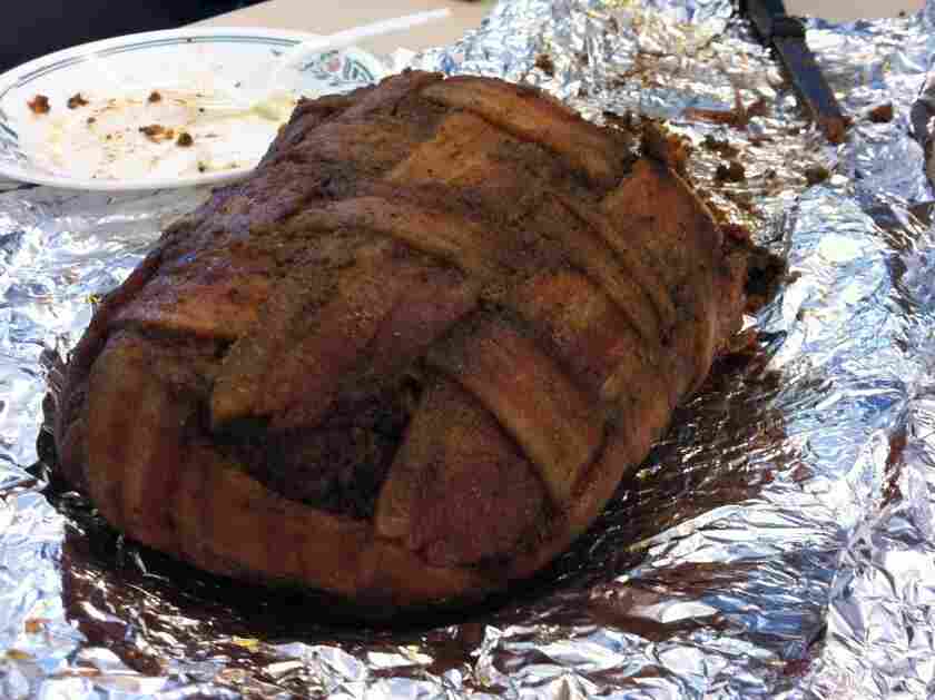 Half eaten.