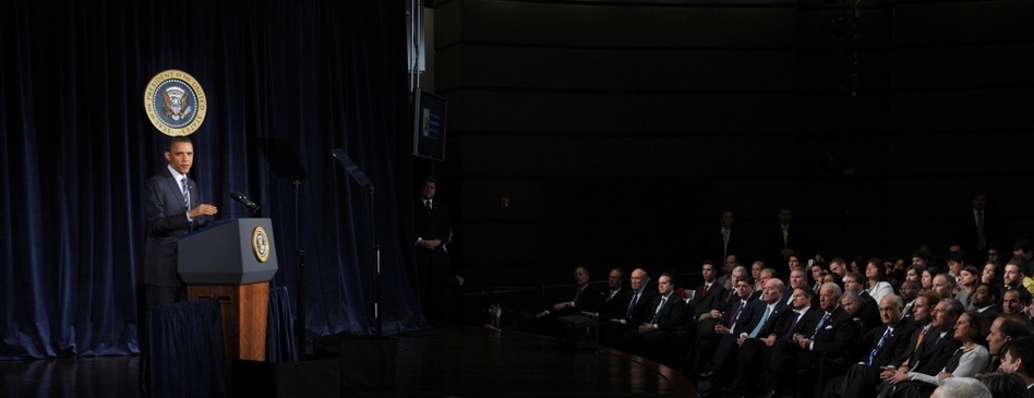 President Barack Obama unveils his plan for the nation's future fiscal policy at George Washington University in Washington, D.C. (Mandel Ngan/AFP/Getty Images)