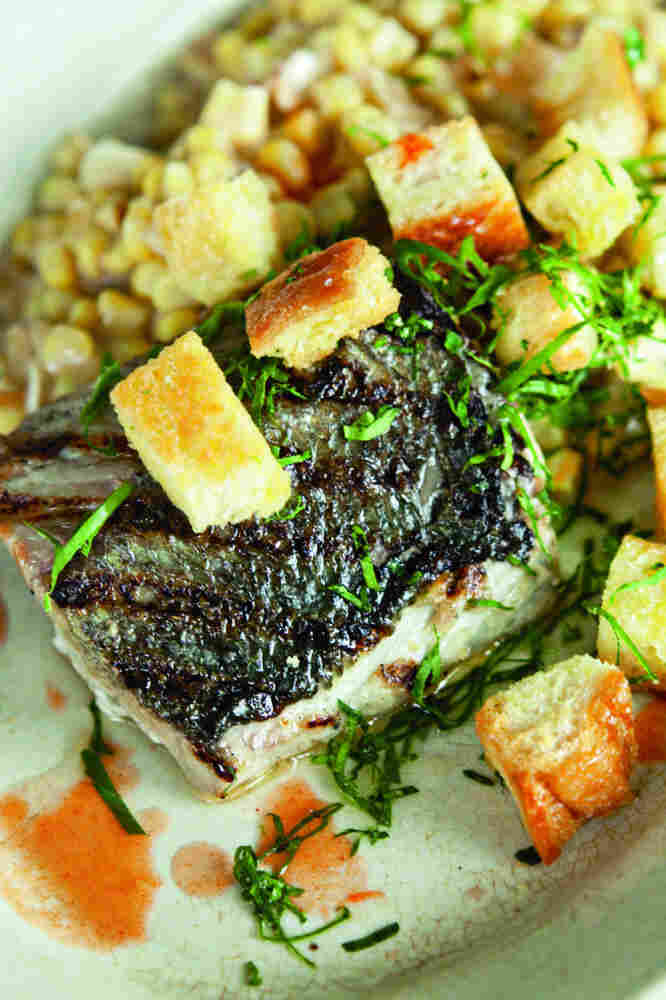 Bluefish with Creamed Corn