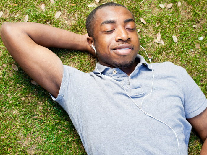 young man with ear buds