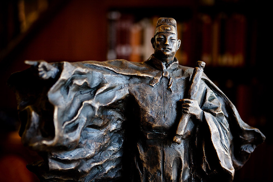 Chinese explorer Zheng He sailed on diplomatic and business missions in the early 1400s, reaching as far as northeast Africa. This sculpture of Zheng He is on display in the Asian Reading Room at the Library of Congress in Washington, D.C. (Maggie Starbard/NPR)