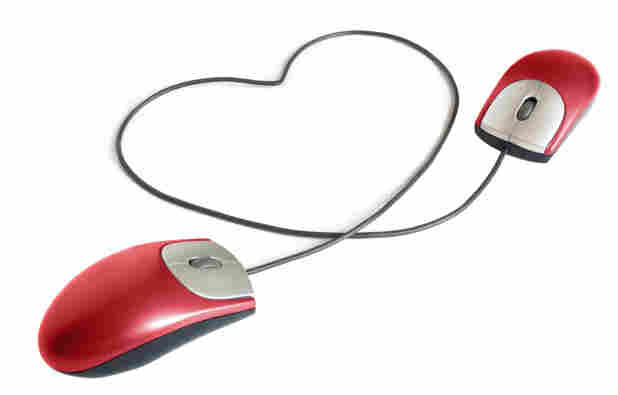 Two computer mice form a heart