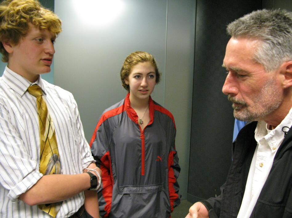 John Harrison (right) says his homelessness is in "remission." (Pam Fessler/NPR)