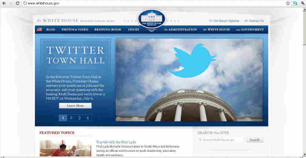 White House screen shot of Twitter promo