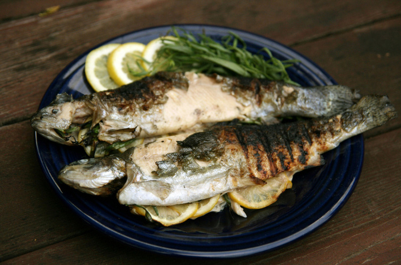 Recipe Grilled Trout With Tarragon And Cilantro Walnut Sauce NPR