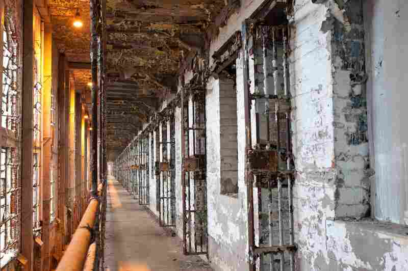 The west cellblock of the Ohio State Reformatory. For the movie, an exact replica of this block was built (largely of wood) at an old Westinghouse warehouse in Mansfield. The wooden set was easier for the filmmakers to manipulate.