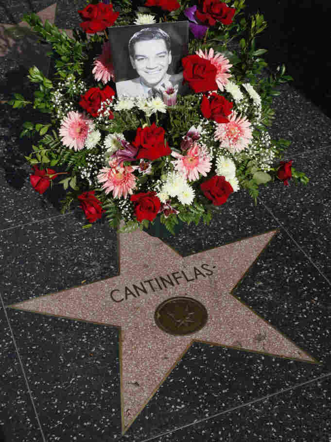 Flowers adorn Cantinflas' star on the Hollywood Walk of Fame on the legendary comic's 100th birthday Friday.