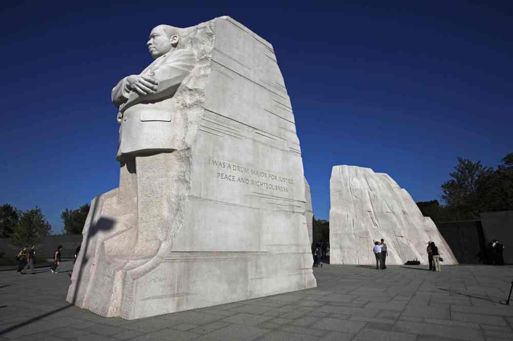 The statue of Dr. Martin Luther King, Jr. during the soft opening of the Martin Luther King, Jr. Memorial in Washington.