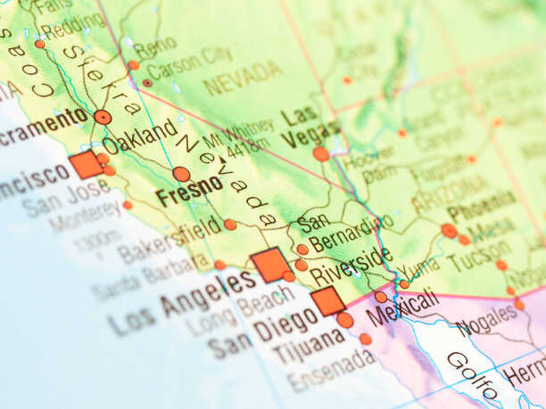 A map of Southern California.