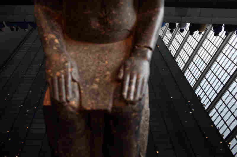 Looking into the reflecting pool, at the Remembering September 11 Wordless Music Orchestra concert conducted by Ryan McAdams at The Temple of Dendur at The Metropolitan Museum of Art in Manhattan, NY on September 11, 2011.