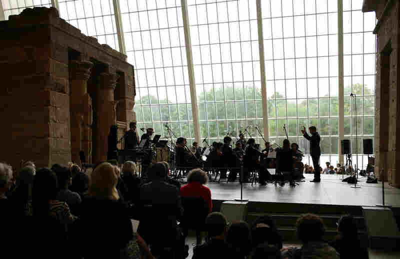 Ryan McAdams conducts the Wordless Music Orchestra at the Remembering September 11 concert at The Temple of Dendur in The Sackler Wing at The Metropolitan Museum of Art in Manhattan, NY on September 11, 2011.