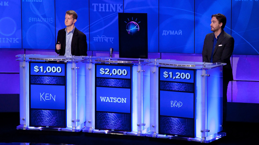 &quot;Jeopardy!&quot; contestants Ken Jennings and Brad Rutter compete against Watson at a press conference in January. Soon Watson could be giving answers to your doctor's questions. (Getty Images)