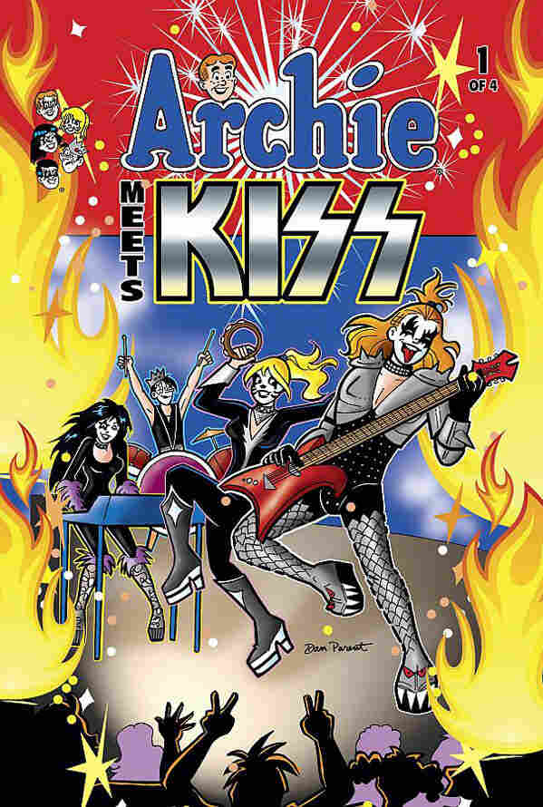 Cover to Archie Meets Kiss #1: "Sugar, Sugar" has never sounded so ... theatrical.