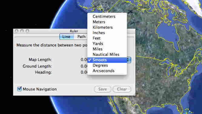 A smoot calculator in Google Earth.