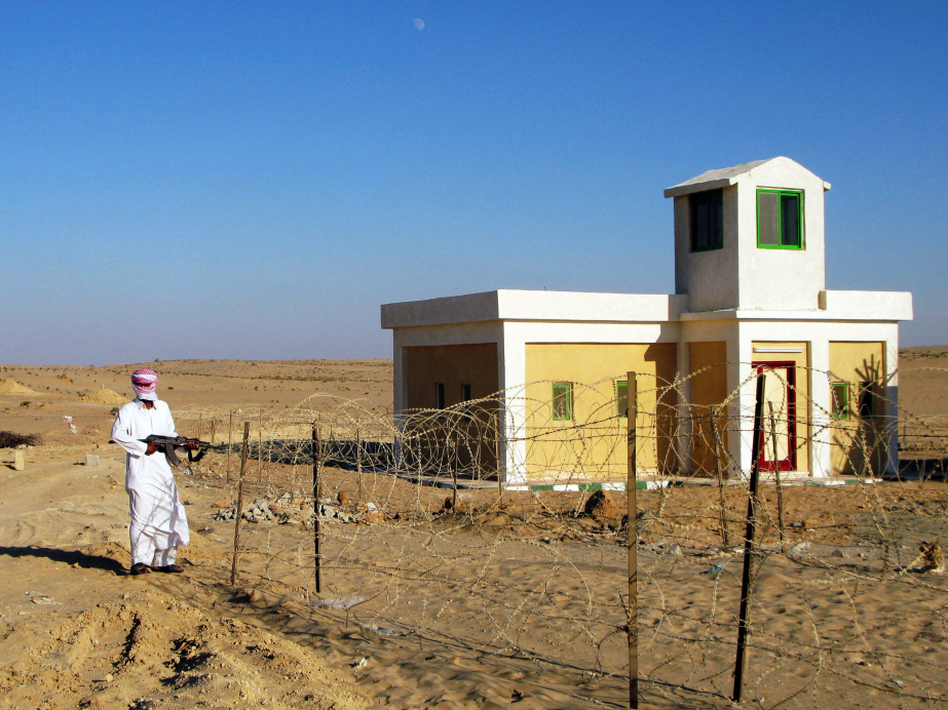 <p> Ali Madaan, 45, is one of the Bedouin guards protecting the al-Midan station in Egypt's northern Sinai. The natural gas pipeline there has come under repeated attacks.</p> (Soraya Sarhaddi Nelson/NPR)