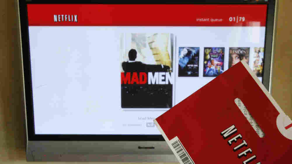 A Netflix envelope and a Netflix streaming screen.